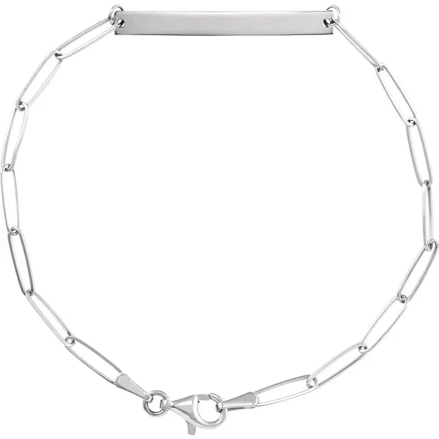 14k Gold Engravable Bar Bracelet 7”
