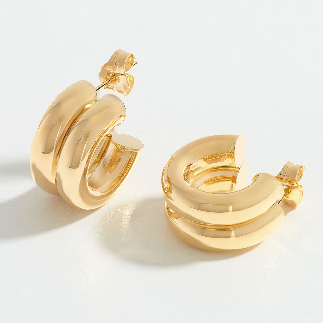 14k Gold 15mm Double Hoop