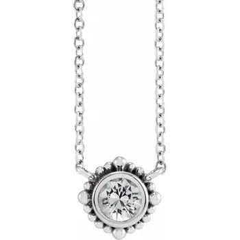 Natural Stone Beaded Bezel Necklace