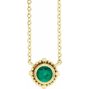 Natural Stone Beaded Bezel Necklace