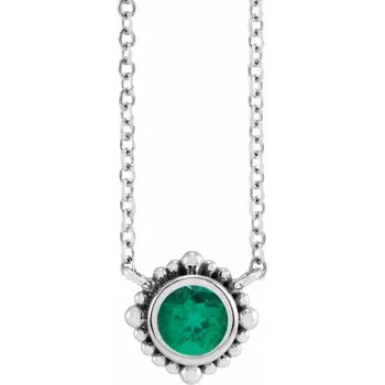 Natural Stone Beaded Bezel Necklace