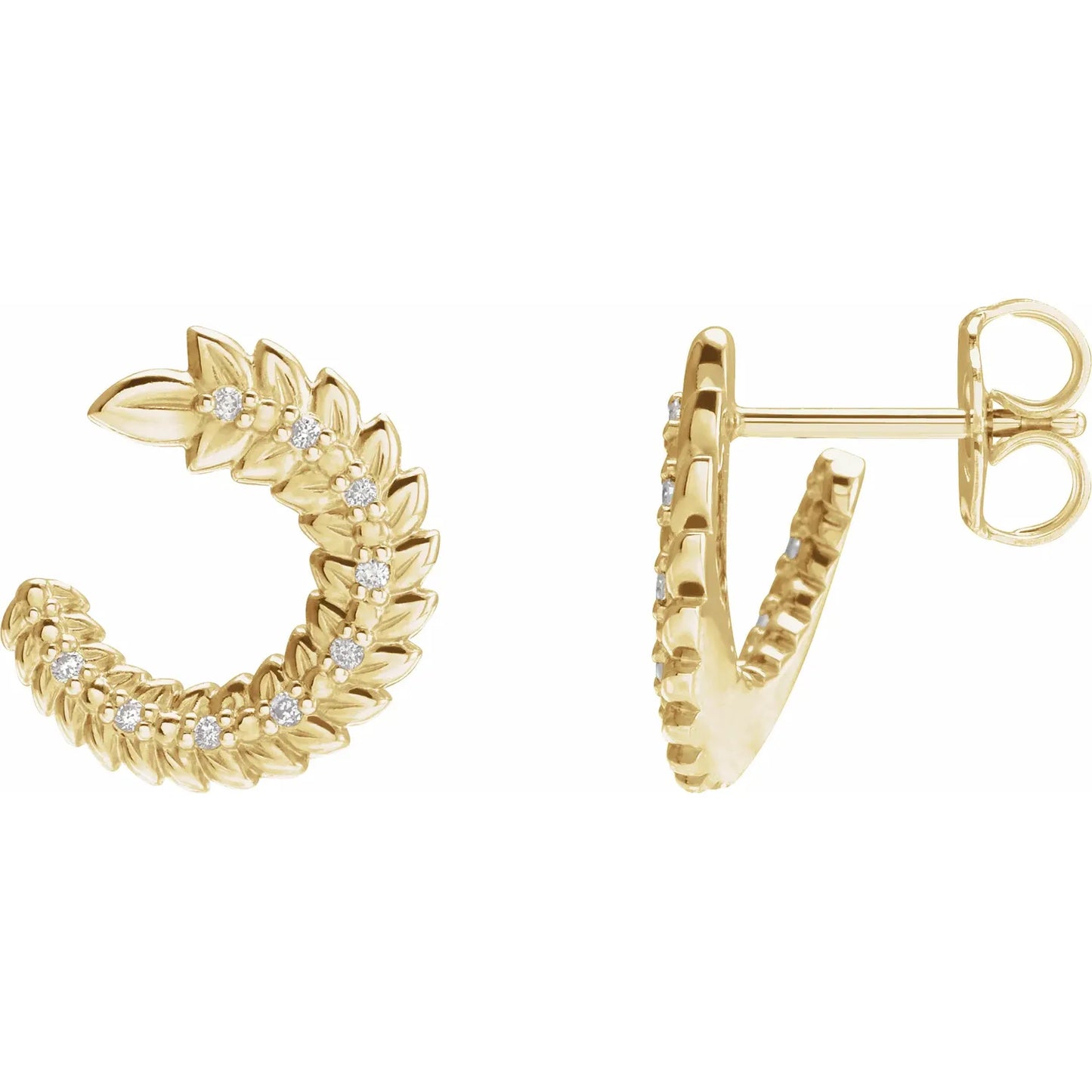 14K Gold Detailed Partial Hoop Earrings