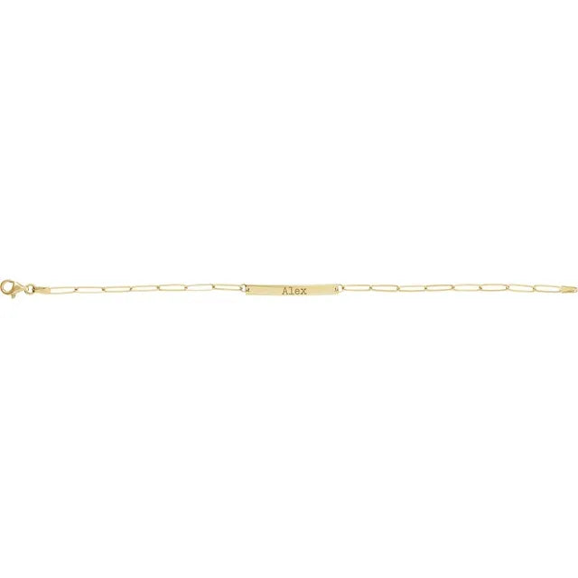 14k Gold Engravable Bar Bracelet 7”