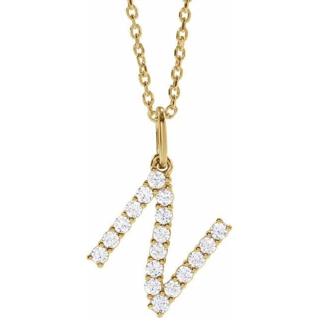 Natural Diamond Initial Necklace