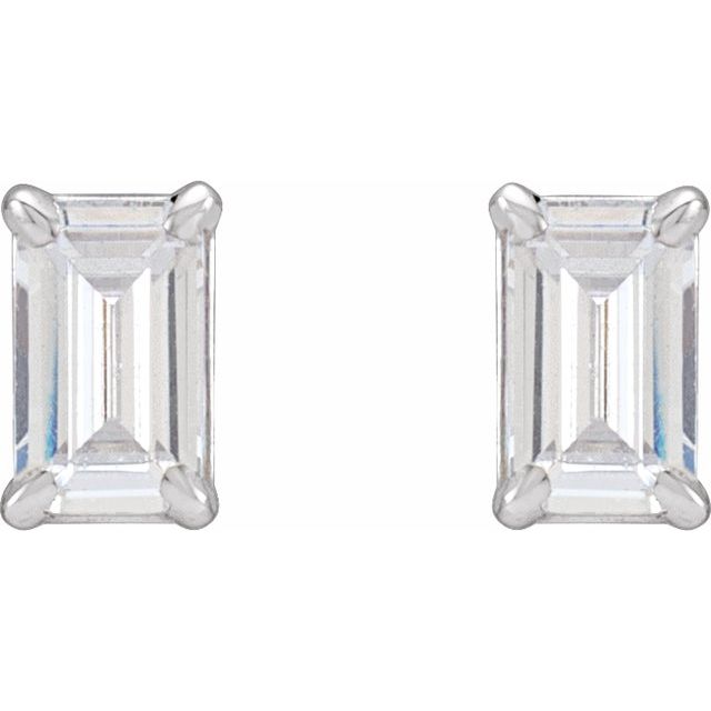 Emerald Cut Diamond Stud Earrings