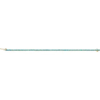 14K Yellow Natural Turquoise Line 7 1/2" Bracelet