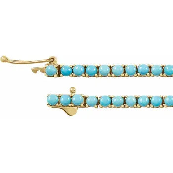 14K Yellow Natural Turquoise Line 7 1/2" Bracelet