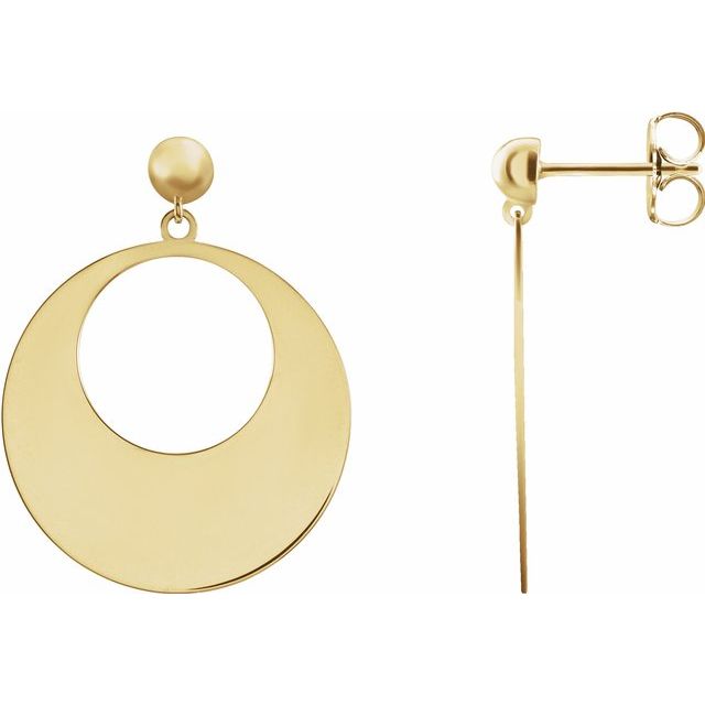 Gold Circle Dangle Earrings