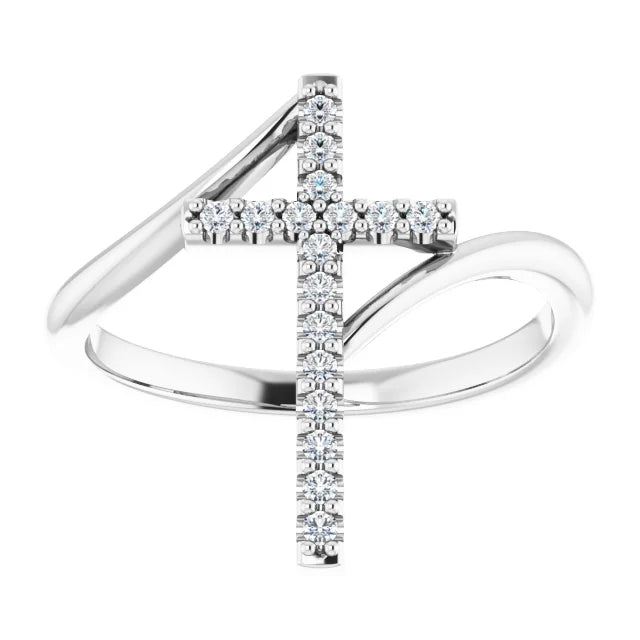 14K Gold Diamond Cross Ring