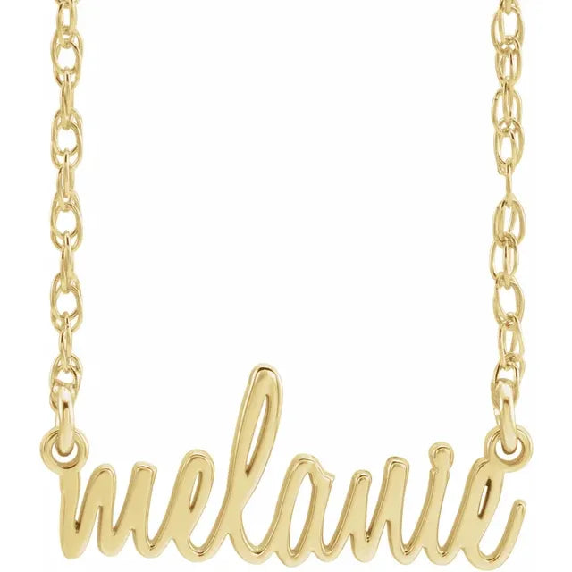 14K Yellow Script Nameplate 18" Necklace
