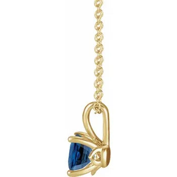 Natural Blue Sapphire Pendant Necklace