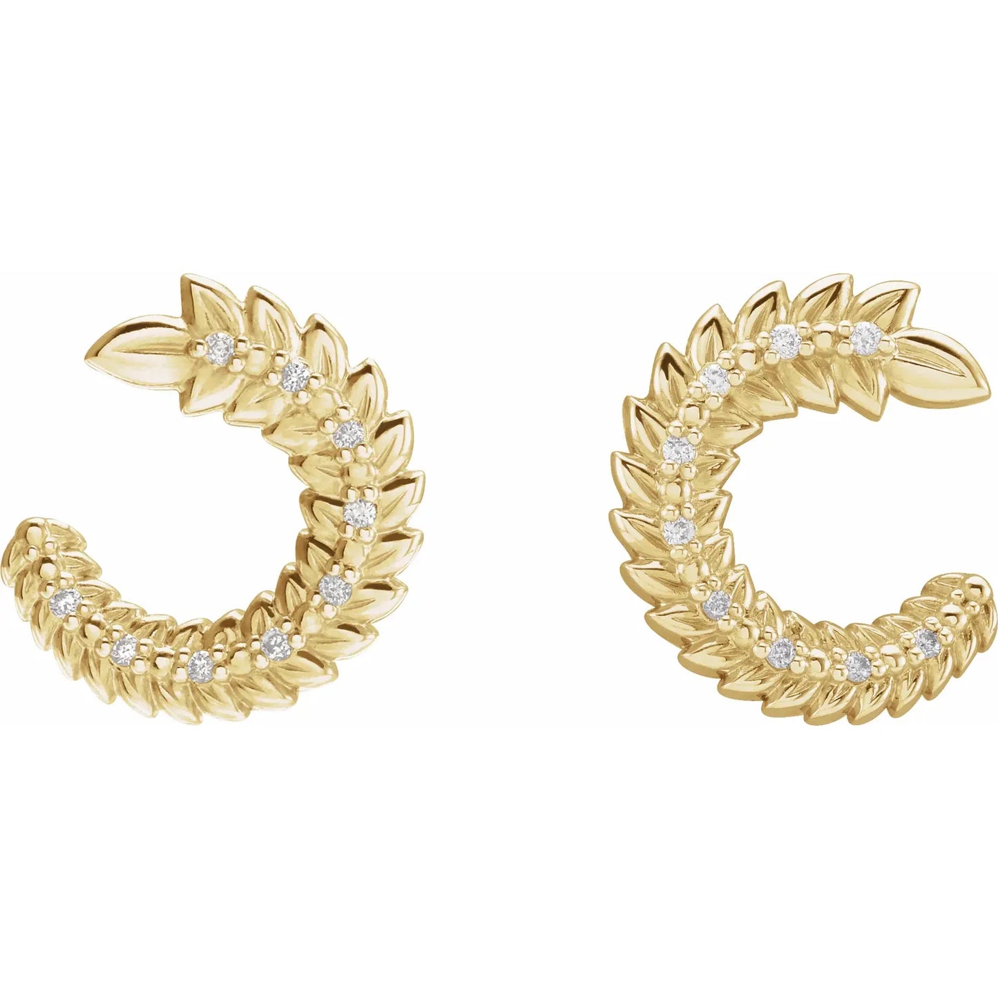 14K Gold Detailed Partial Hoop Earrings