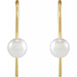 Cultured White Akita Pearl Drop Earrings