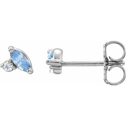 Aquamarine with Diamond Stud Earrings