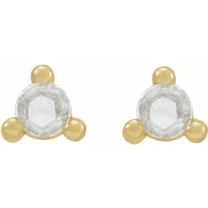 Dainty Rose-Cut Natural Diamond Stud Earrings