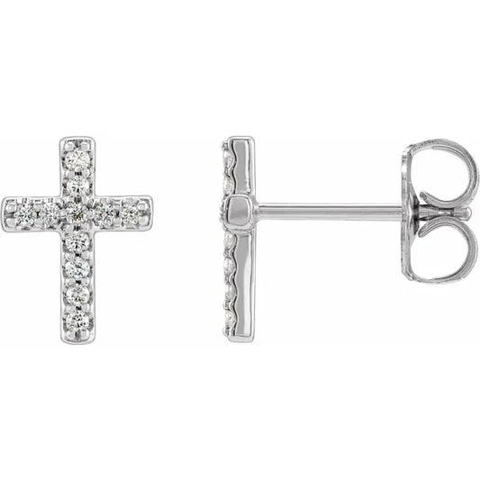14k Gold Diamond Cross Earrings (1/10 CTW)