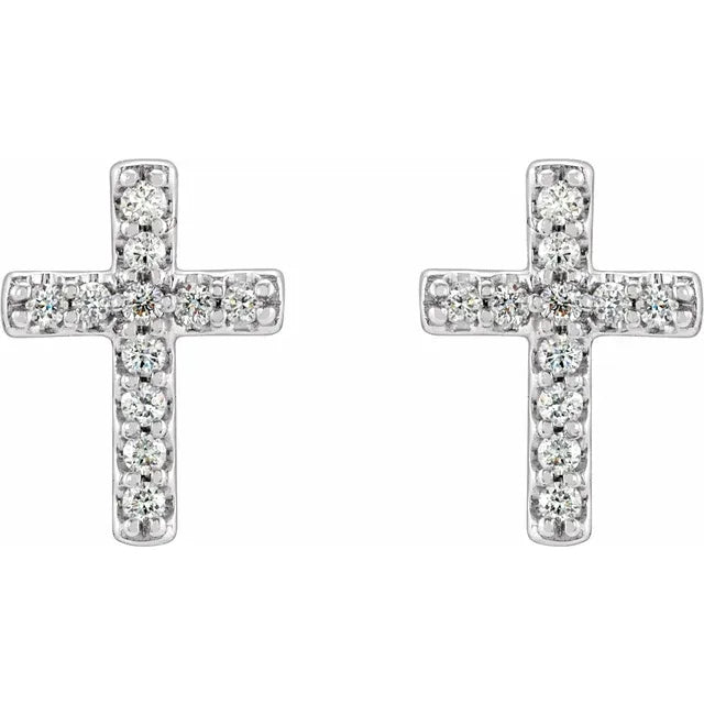 14k Gold Diamond Cross Earrings (1/10 CTW)