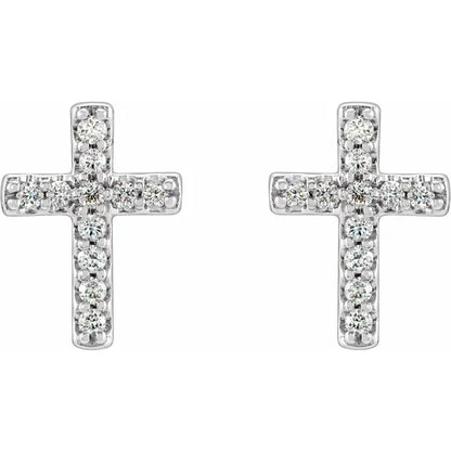 14k Gold Diamond Cross Earrings (1/10 CTW)