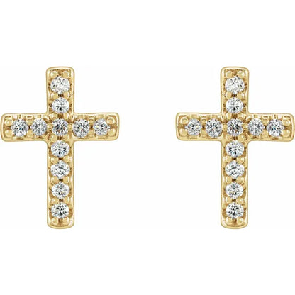 14k Gold Diamond Cross Earrings (1/10 CTW)