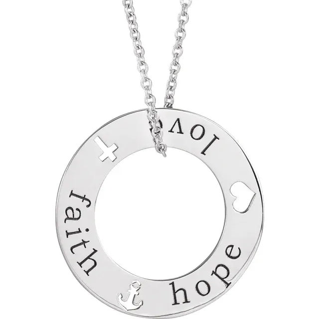 14K Gold Faith, Hope, Love Loop 16-18" Necklace