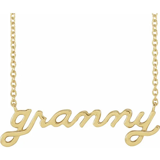 Granny Lowercase Script Necklace 18”