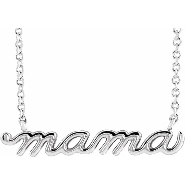 Petite Mama Script Necklace 18”