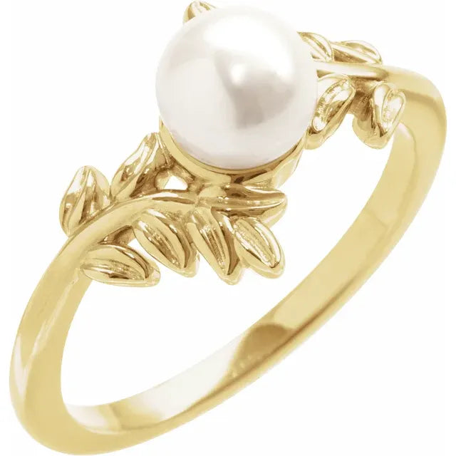 Cultured White Akoya Pearl Ring