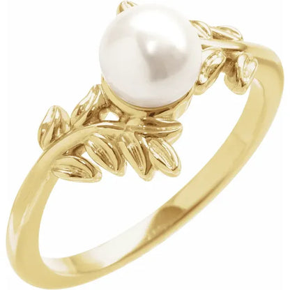Cultured White Akoya Pearl Ring