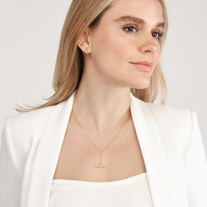 14k Gold Diamond Toggle Lariat Necklace