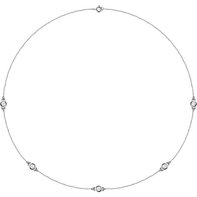 Natural Diamond 5-Station Necklace (18")