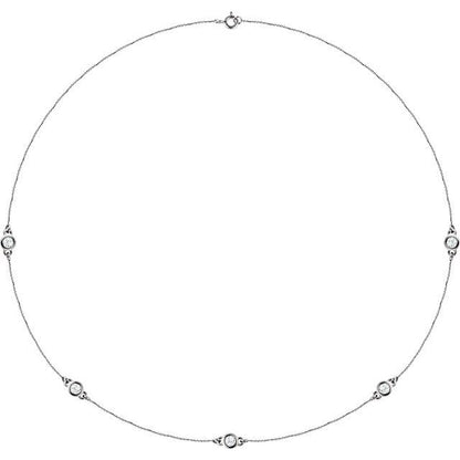 Natural Diamond 5-Station Necklace (18")