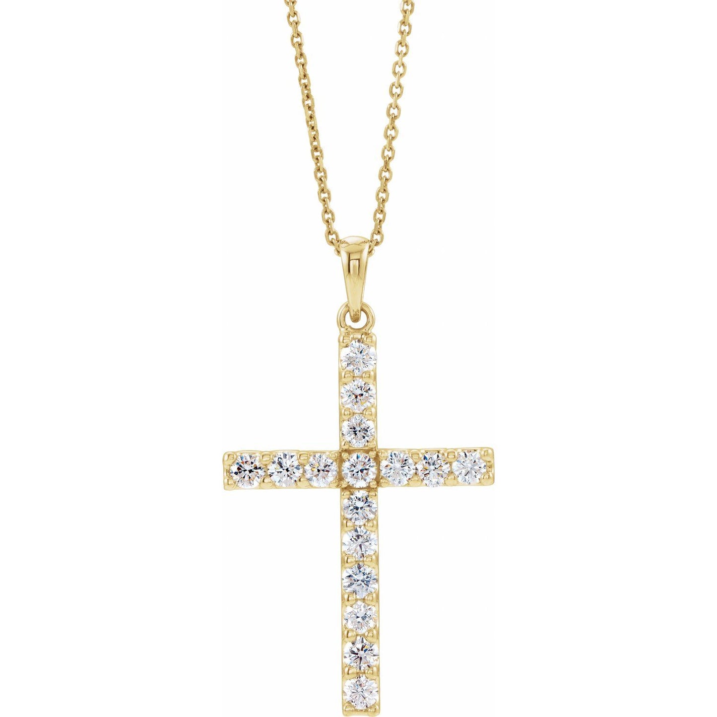 Natural Diamond Cross Necklace (18")