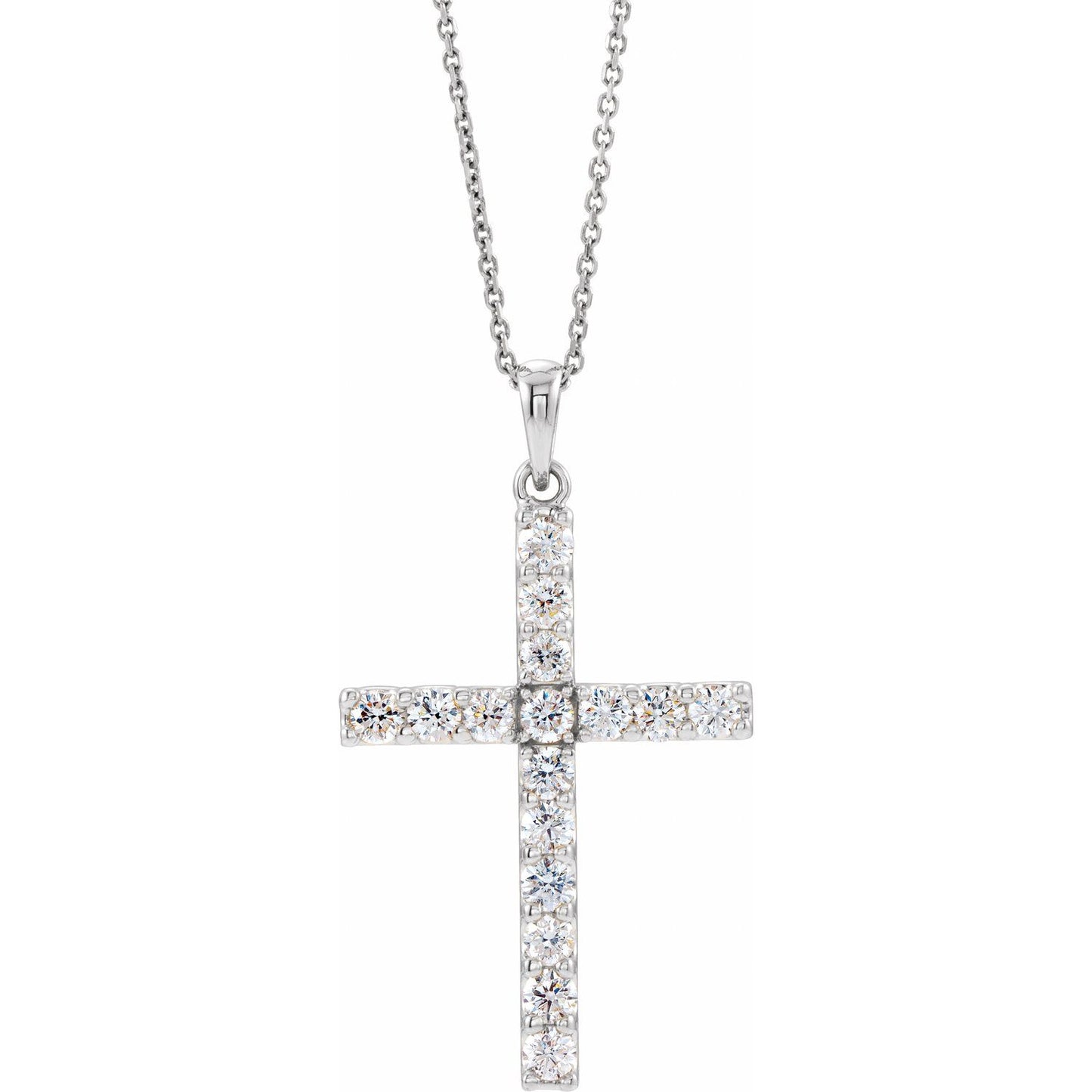 Natural Diamond Cross Necklace (18")